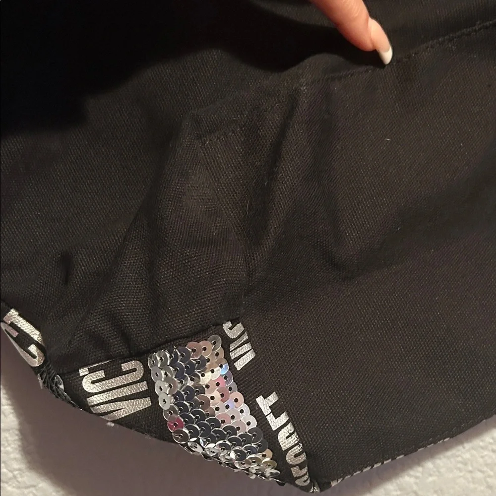 Victoria's Secret Black and Silver Striped Tote